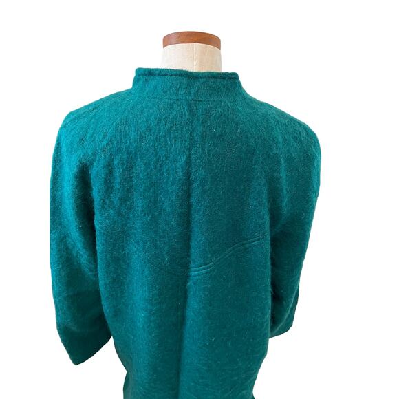 Vintage 80s Long Emerald Green Mohair Coat - Picture 5 of 10